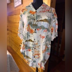 Caribbean Tropical Flamingo and Palm Men's Shirt
